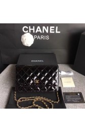 Chanel WOC Mini Shoulder Bag Original Patent leather 33814 black gold chain HV06779Ag46