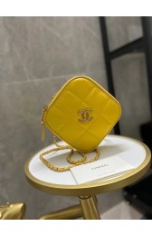 Cheap Copy Chanel small diamond bag Grained Calfskin & Gold-Tone Metal AS2201 yellow HV01389Eq45