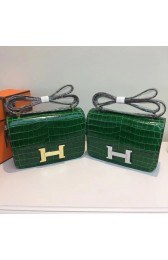 Cheap Copy Hermes Constance Bag Croco Leather H6811 green HV09054Eq45