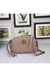Copy Best Gucci GG marmont matelasse calfskin mini bag 448065 pink HV07698Qc72