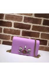Copy Gucci Leather mini chain bag with Double G and crystals 499782 Pink HV02721Kn92