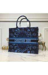 DIOR BOOK TOTE BAG IN EMBROIDERED CANVAS C1286 Navy HV02758KX22