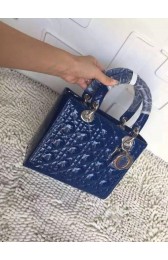 Dior Small Lady Dior Bag Patent Leather 8239 Blue HV11536ff76