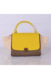 Fake Celine Mini Trapeze Bag Original Leather 8803-8 Yellow&Khaki&White HV00899Iw51