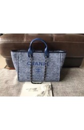 Fake Chanel Canvas Original Leather Tote Shopping Bag 2369 blue HV05218Sq37