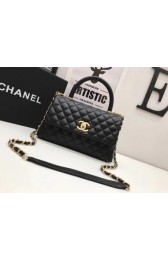 Fake Chanel Classic Top Handle Bag A92991 sheepskin gold chain black HV02559ny77