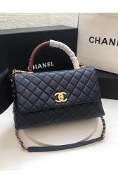 Fake Chanel flap bag with Burgundy top handle A92991 dark Blue HV07970QF99