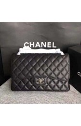 Fake Chanel Flap Shoulder Bags Black Original Calfskin Leather CF1113 Silver HV06089kw88