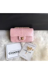 Fake Chanel Mini Flap Bag Python & Gold-Tone Metal d69900 Pink HV07846Qv16