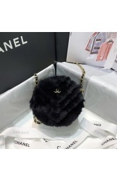 Fake Chanel Wool sheepskin & Gold-Tone Metal AP0366 black HV01003GR32
