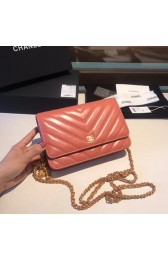 Fake Cheap Chanel original lambskin leather WOC chain bag D33814 pink HV00349Kt89