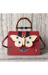 Fake Gucci Bamboo Shopper Tote Bag Calfskin Leather 488691 red HV08868Sq37