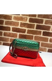 Fake Gucci Calfskin Leather Clutch bag 447632 red&Gold&Green HV06796lF58