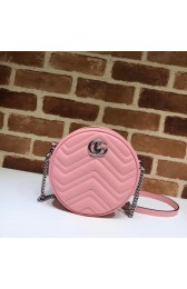 Fake Gucci GG Marmont mini round shoulder bag 550154 Pastel pink HV11122xR88