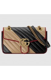 Fake Gucci GG Marmont small shoulder bag 443497 Beige and black HV00582xR88