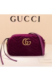 Fake Gucci GG Marmont velvet small shoulder bag 447632 purple HV08142bz90
