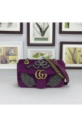 Fake Gucci GG NOW Velvet Shoulder Bag A446744 purple HV02938Hj78