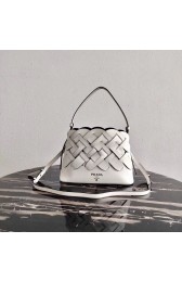 Fake Prada Leather Prada Tress Handbag 1BA290 white HV11131Qv16