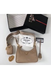 Fake Prada Re-Edition nylon shoulder bag 1BH204 apricot HV00383Hj78