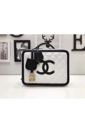 Fashion Chanel Cosmetic Bag A93343 White with black HV07616wc24