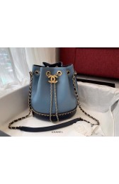 First-class Quality Chanel drawstring bag Calfskin & Gold-Tone Metal AS0373 blue HV05211VJ28
