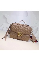 First-class Quality Gucci Marmont original calfskin small shoulder bag 498100 apricot HV09748xO55