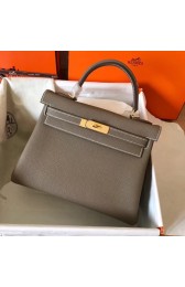 First-class Quality Hermes original Togo leather kelly bag KL320 dark grey HV00668xO55