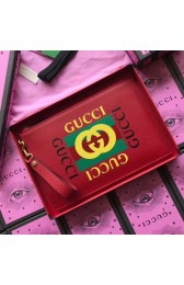 Gucci Calfskin Leather Clutch 495011 red HV00656dX32