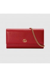 Gucci GG Marmont leather chain wallet 546585 Hibiscus red HV10931vX33
