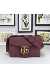 Gucci GG Marmont Leather Shoulder Bag 401173 wine HV06519vK93