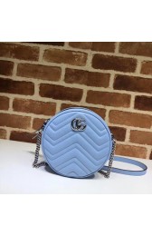 Gucci GG Marmont mini round shoulder bag 550154 Pastel blue HV09674KX86