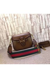 Gucci Lady Web Hand-Stained Leather Shoulder Bag 380573 brown HV07797JD28