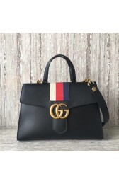 Gucci marmont original leather top handle bag 476470 black HV00462AM45