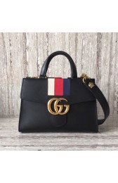 Gucci marmont original leather top handle bag 476472 black HV10683MO84