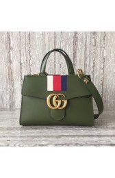 Gucci marmont original leather top handle bag 476472 green HV01270mm78