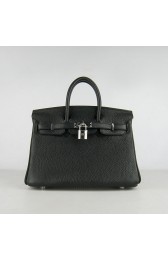 Hermes birkin 25cm calfskin leather H25 black in silver HV09573fj51