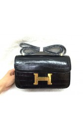 Hermes Constance Bag Croco Leather 3327 Black HV03692fc78