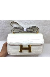 Hermes Constance Bag Croco Leather 3327 White HV03185OG45