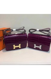 Hermes Constance Bag Croco Leather H6811 purple HV02522Tk78