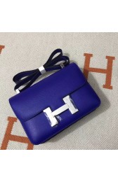 Hermes Constance Bag Epsom calfskin H0713 blue silver-Tone Metal HV01340Cw85