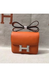 Hermes Constance Bag Epsom calfskin H0713 orange silver-Tone Metal HV01293Yo25