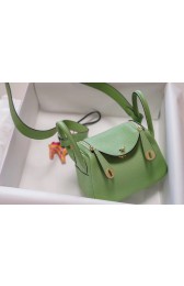 Hermes mini Lindy Togo Leather Bag LD19 green&gold-Tone Metal HV10161bW68