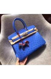 Hermes Real ostrich leather birkin bag BK35 blue HV06515TP23