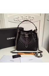 High Quality Chanel origianl lambskin drawstring bag 3696 black HV01835pR54