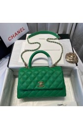 Hot Chanel flap bag with top handle A92990 green HV01194cT87