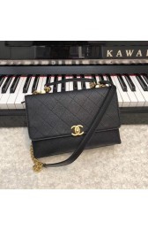 Imitation Chanel flap bag Grained Calfskin & Gold-Tone Metal AS0305 black HV03644QN34