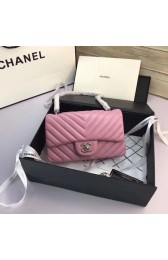Imitation Chanel Flap Original Lambskin Leather Shoulder Bag CF 1116V pink silver chain HV00709Za30