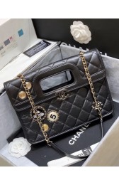 Imitation Chanel Original Soft Leather Bag & Gold-Tone Metal AS1430 black HV03514SU34