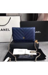 Imitation Chanel WOC Mini Shoulder Bag Original Caviar leather B33814 blue gold chain HV10900VO34