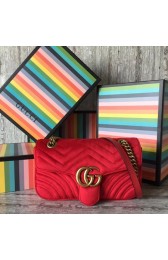Imitation Gucci GG Marmont velvet shoulder bag 443497 red HV07659QN34